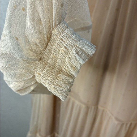 Blush Tulle Tiered Sheer Sleeve Babydoll Dress NWOT - Picture 13 of 16